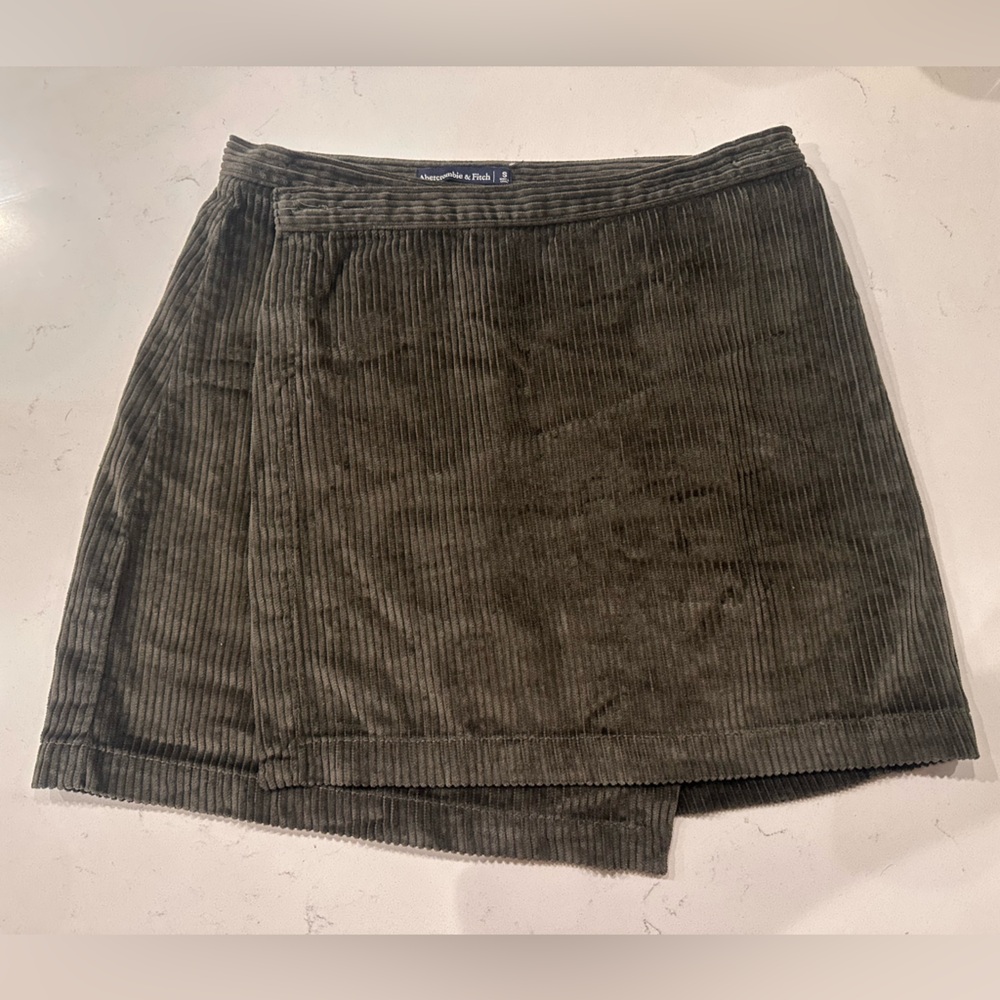 Abercrombie & Fitch Olive Corduroy Wrap Skirt